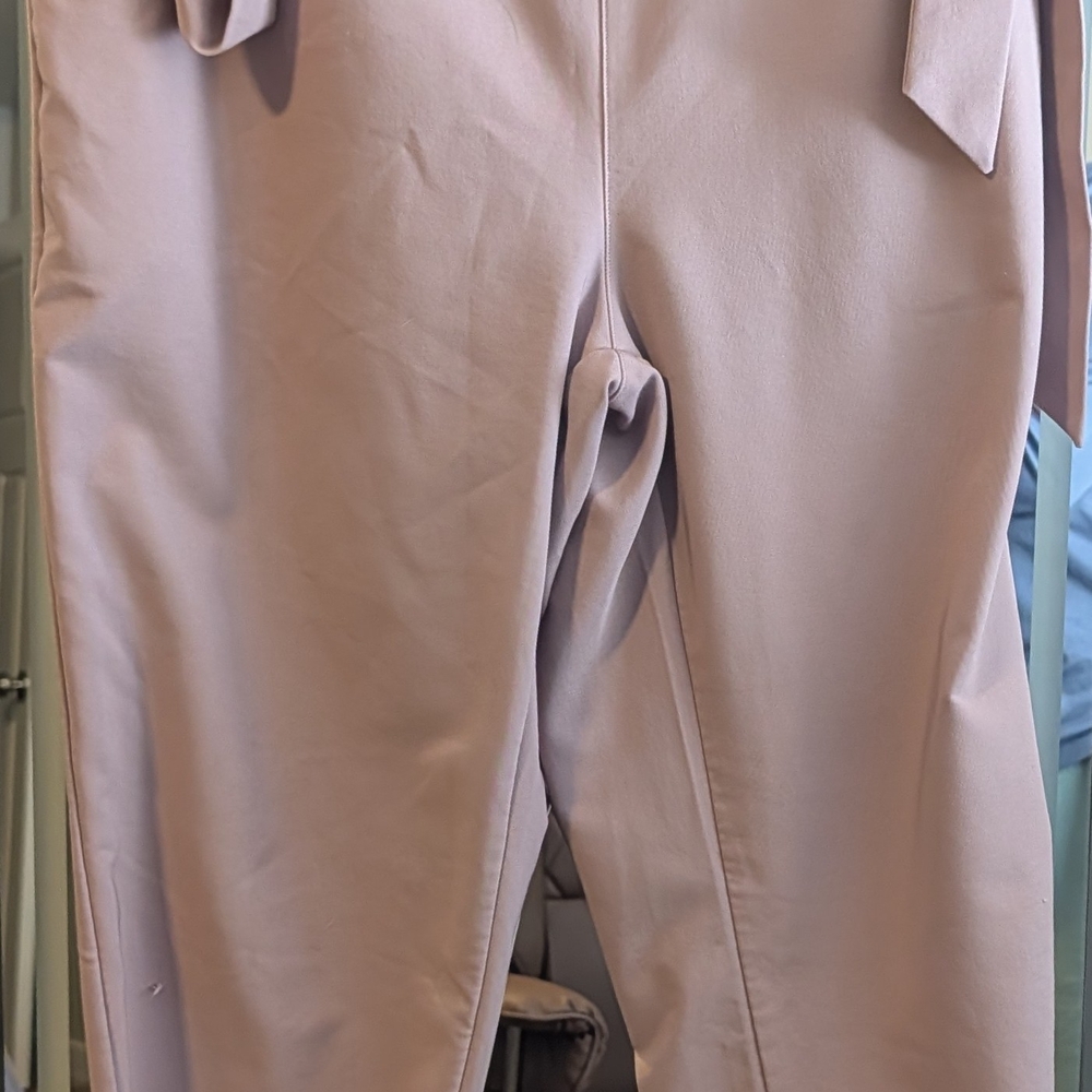 High-Waist Blush Trousers with Tie Detail